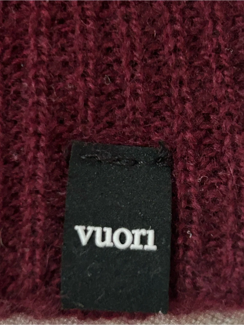 Vuori Burgundy Rib Knit Wool Cashmere Beanie